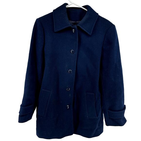 Vintage Pendleton Wool Peacoat 70s Button Down Hand Pockets Navy Blue Medium - Picture 1 of 7